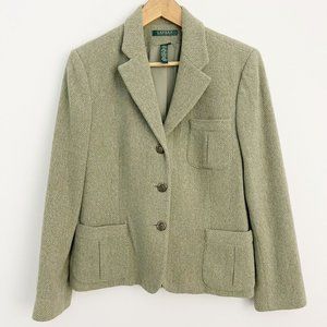 RALPH LAUREN Womens Wool Blend Tweed Blazer Jacket Size 12